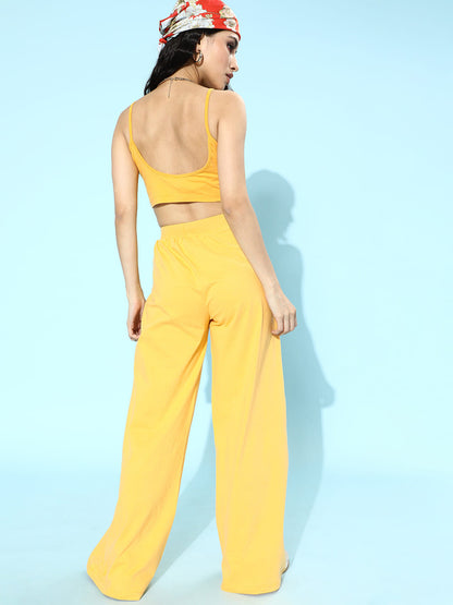 SCORPIUS Yellow Strap Top and pants Coord Set