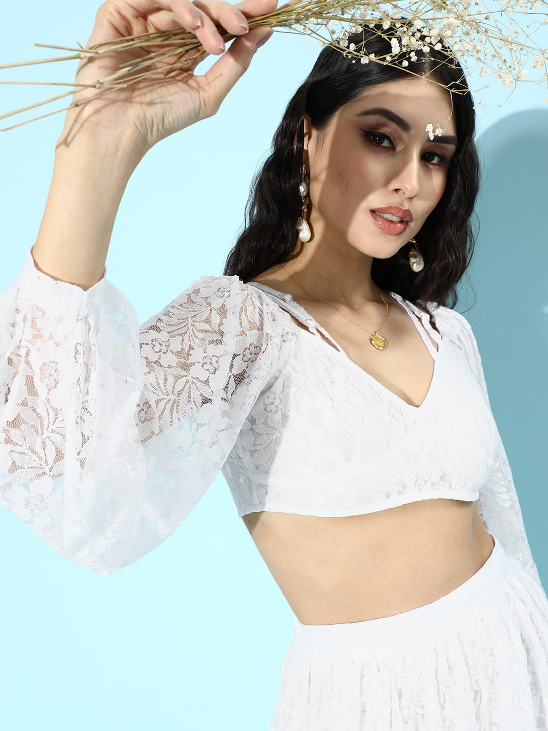 SCORPIUS White Net Top and Skirt Coord Set