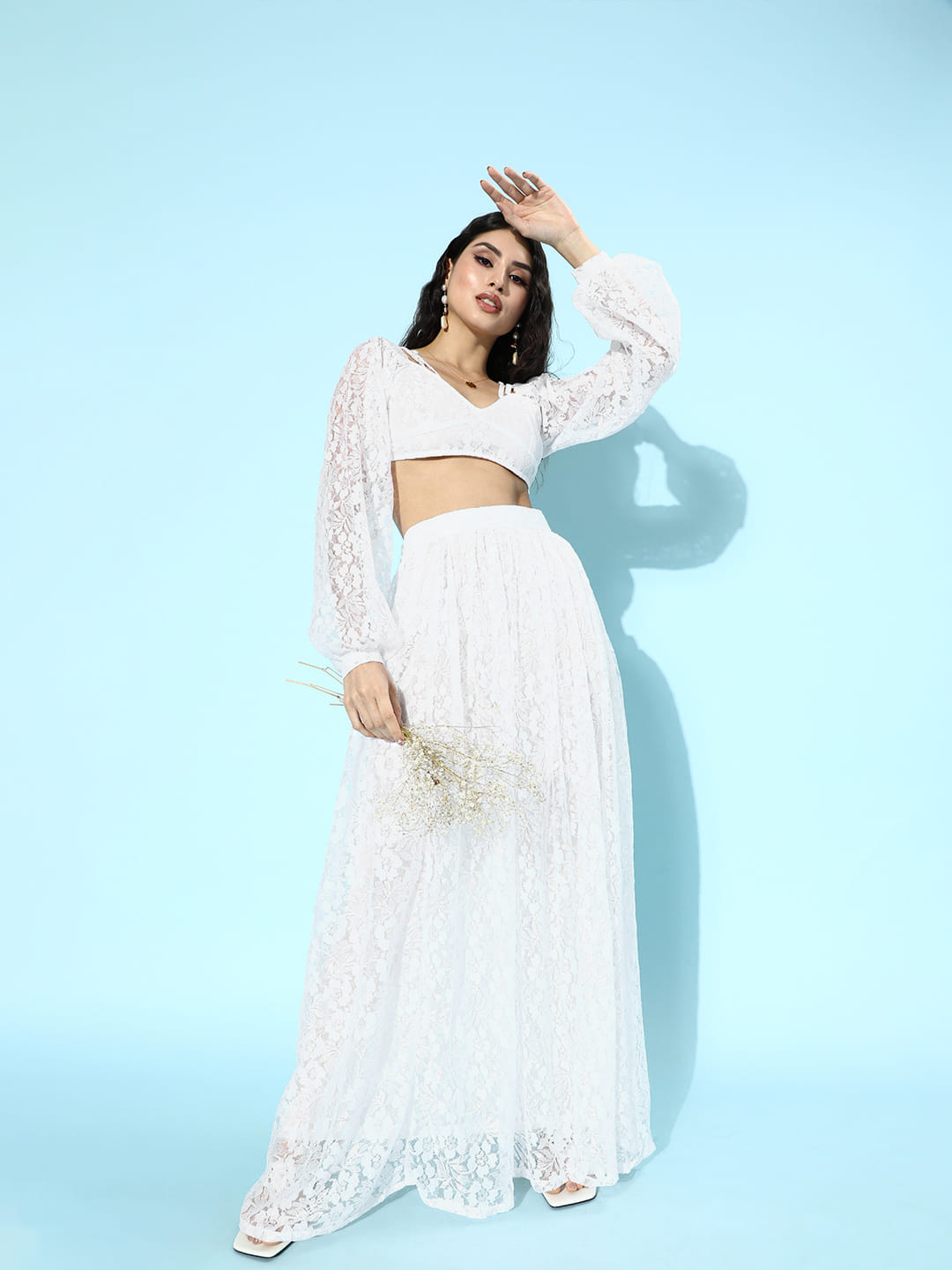 SCORPIUS White Net Top and Skirt Coord Set