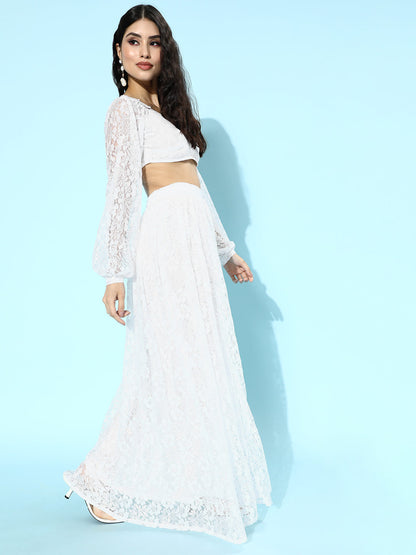 SCORPIUS White Net Top and Skirt Coord Set