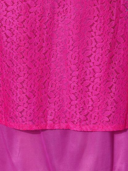 SCORPIUS Pink Net Top and Skirt Coord Set