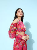 SCORPIUS Croptop and Pants Pink Printed coord set