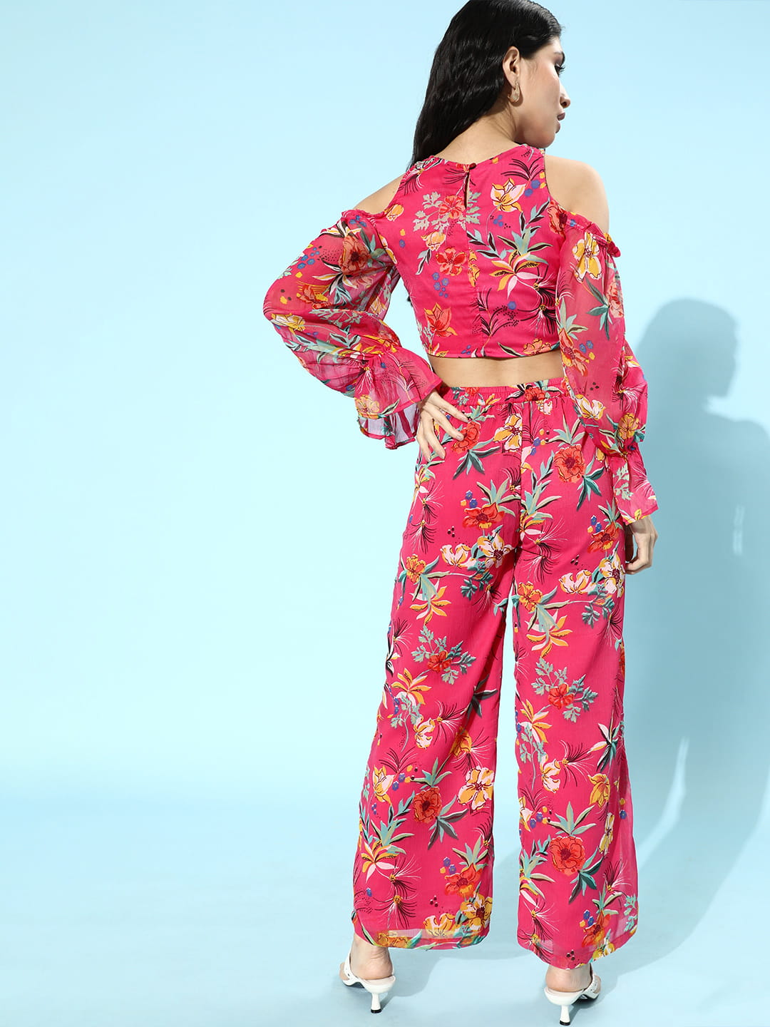 SCORPIUS Croptop and Pants Pink Printed coord set