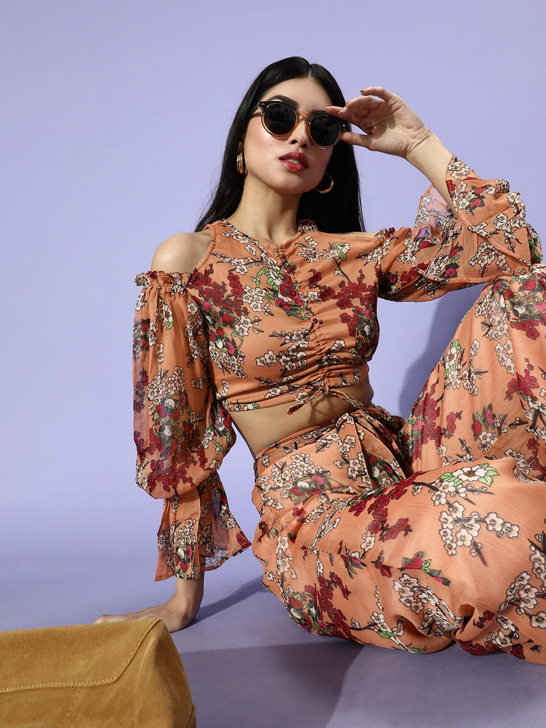 SCORPIUS Croptop and Pants Orange Printed coord set