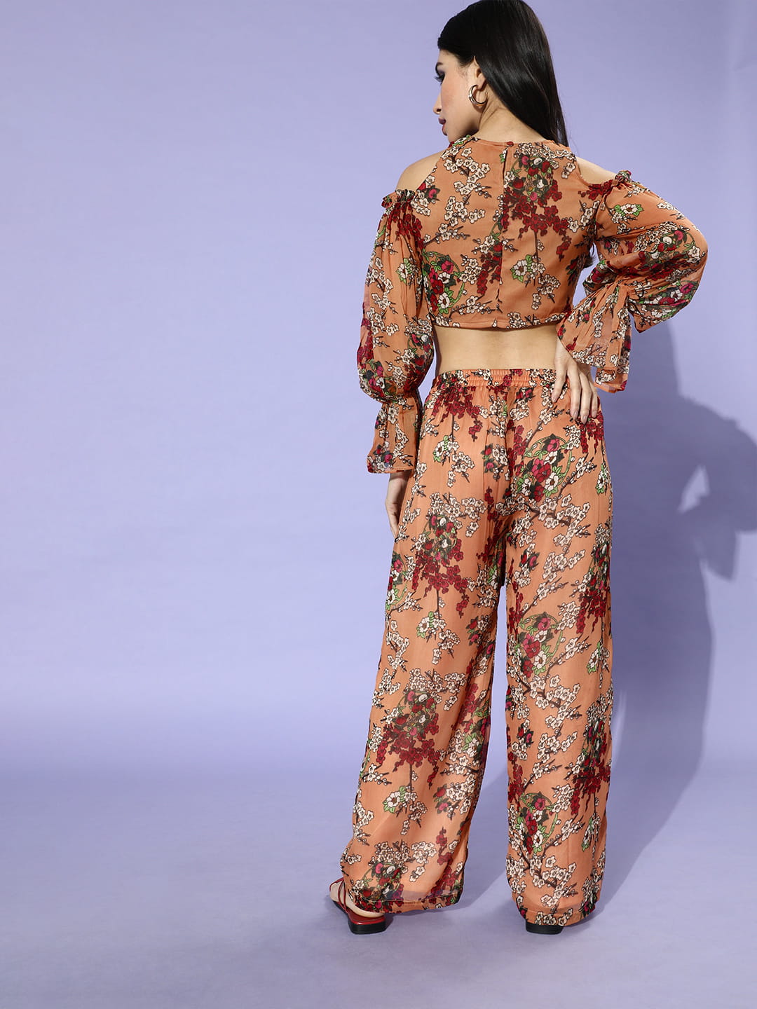 SCORPIUS Croptop and Pants Orange Printed coord set