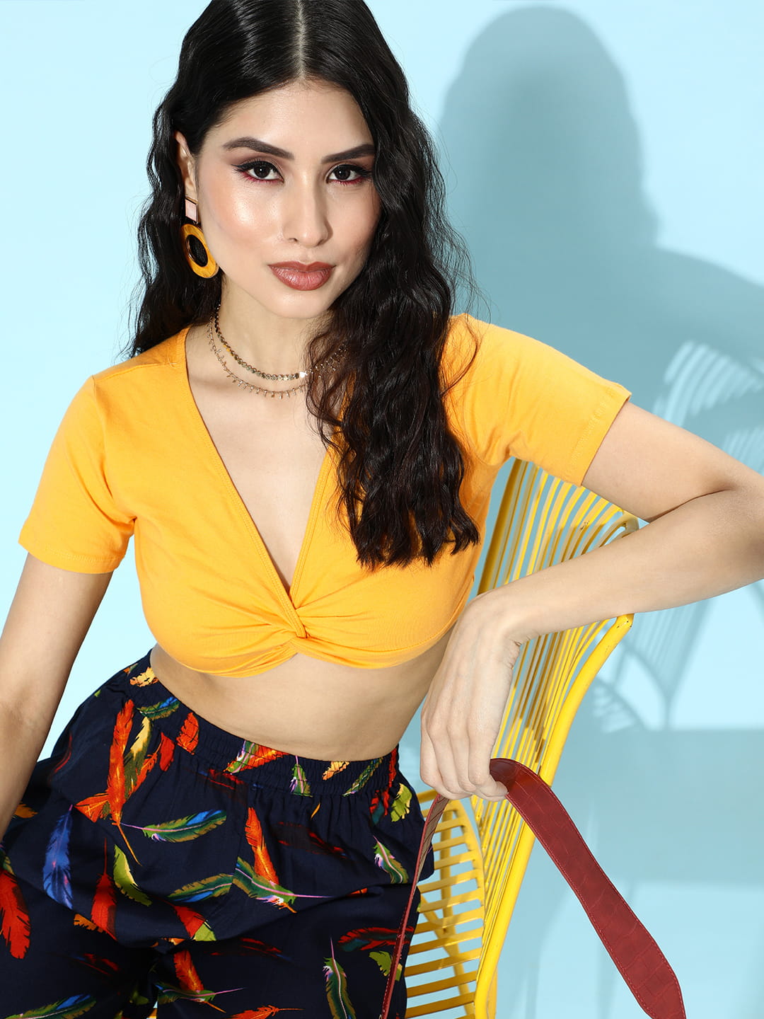 SCORPIUS Navy Printed pants with Croptop