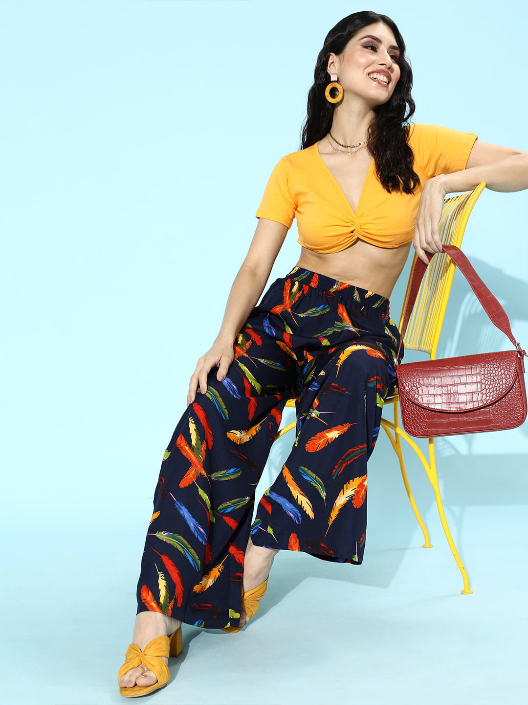 SCORPIUS Navy Printed pants with Croptop