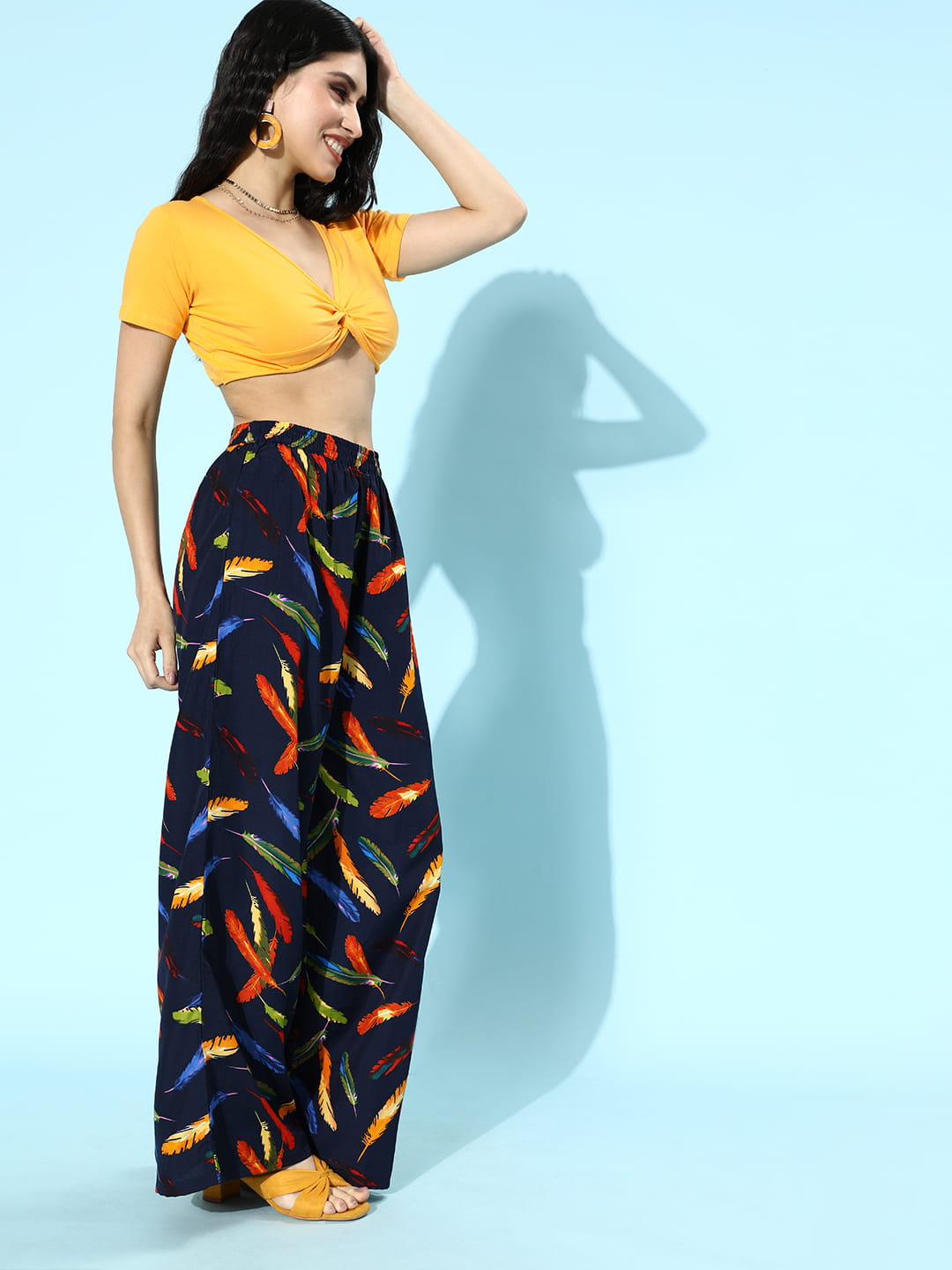 SCORPIUS Navy Printed pants with Croptop
