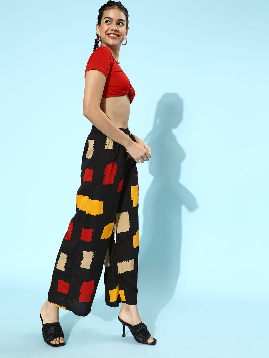 SCORPIUS Black Printed pants with Croptop