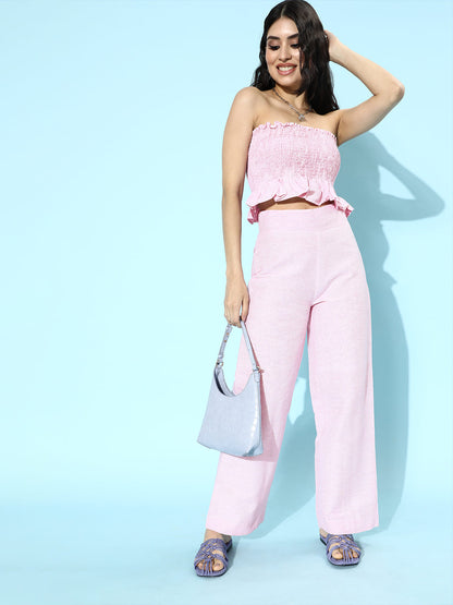 SCORPIUS Pink Tube top with Trousers Set