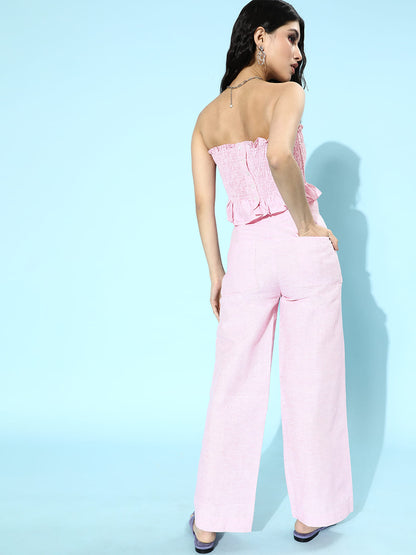 SCORPIUS Pink Tube top with Trousers Set
