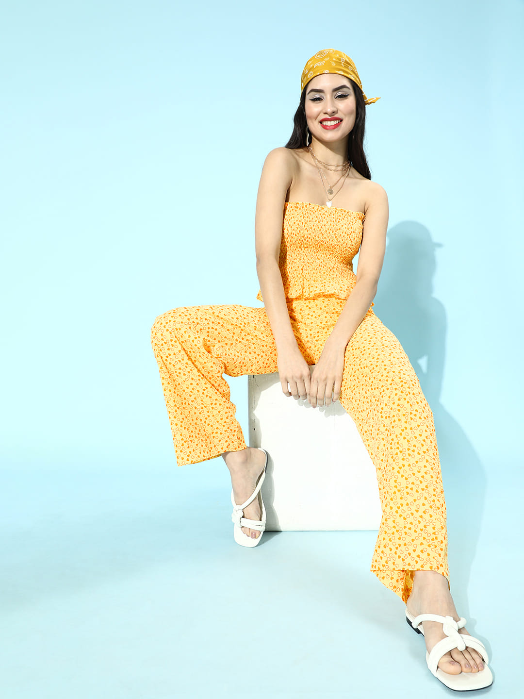 SCORPIUS Yellow Tube top with Trousers Set