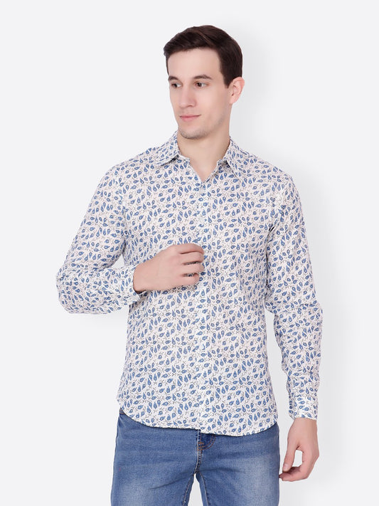 Cation Men White Printed Shirt