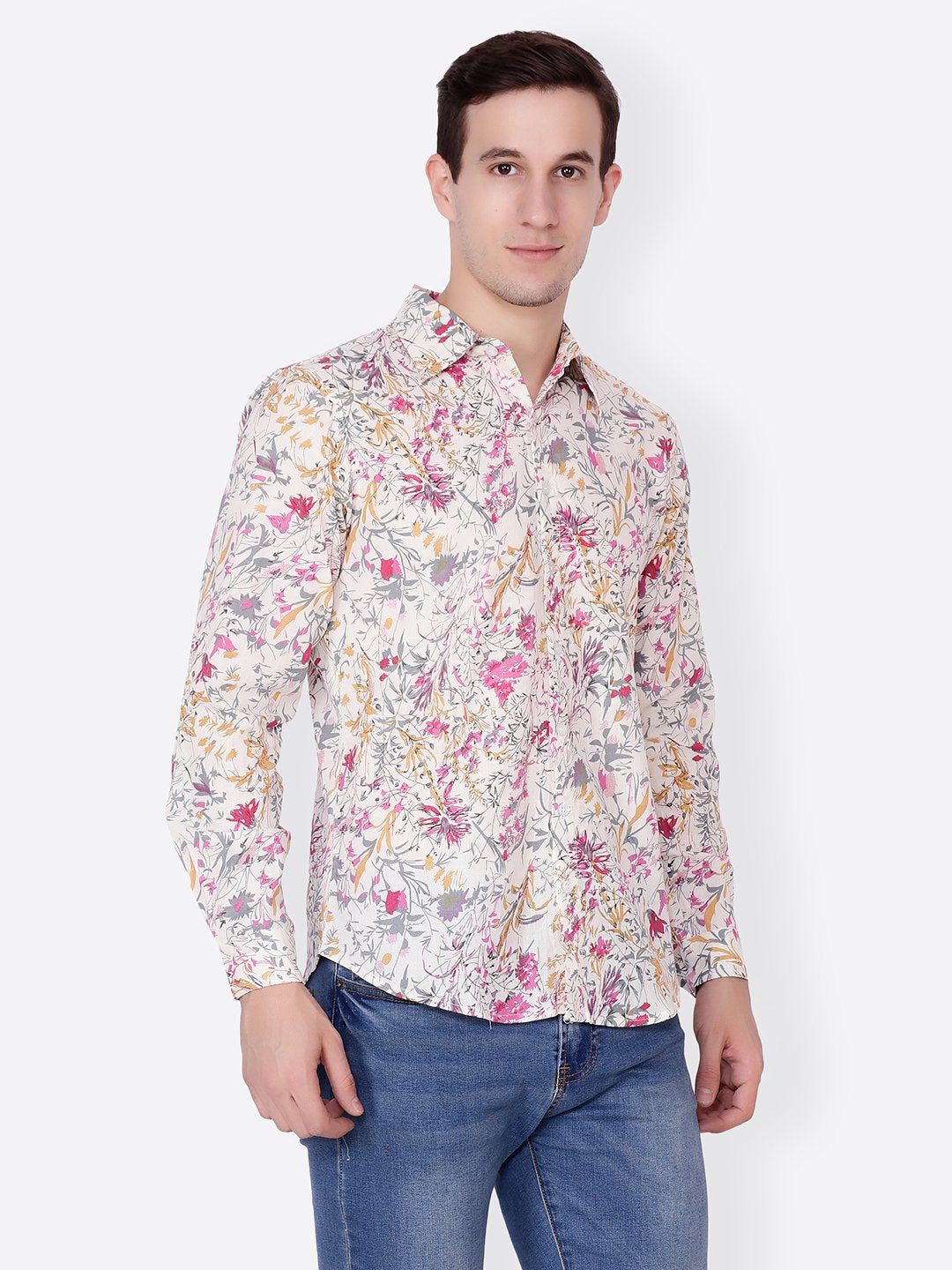 Cation Men White Printed Shirt