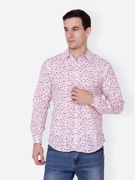 Cation Men White Printed Shirt