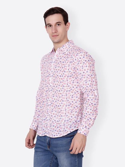 Cation Men White Printed Shirt