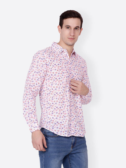 Cation Men White Printed Shirt