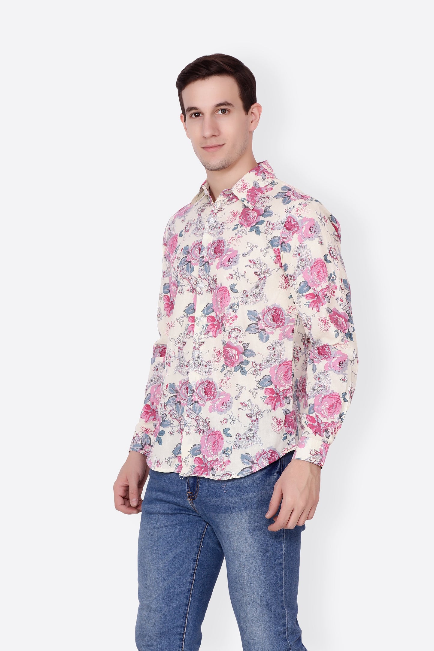 Cation Men White Printed Shirt