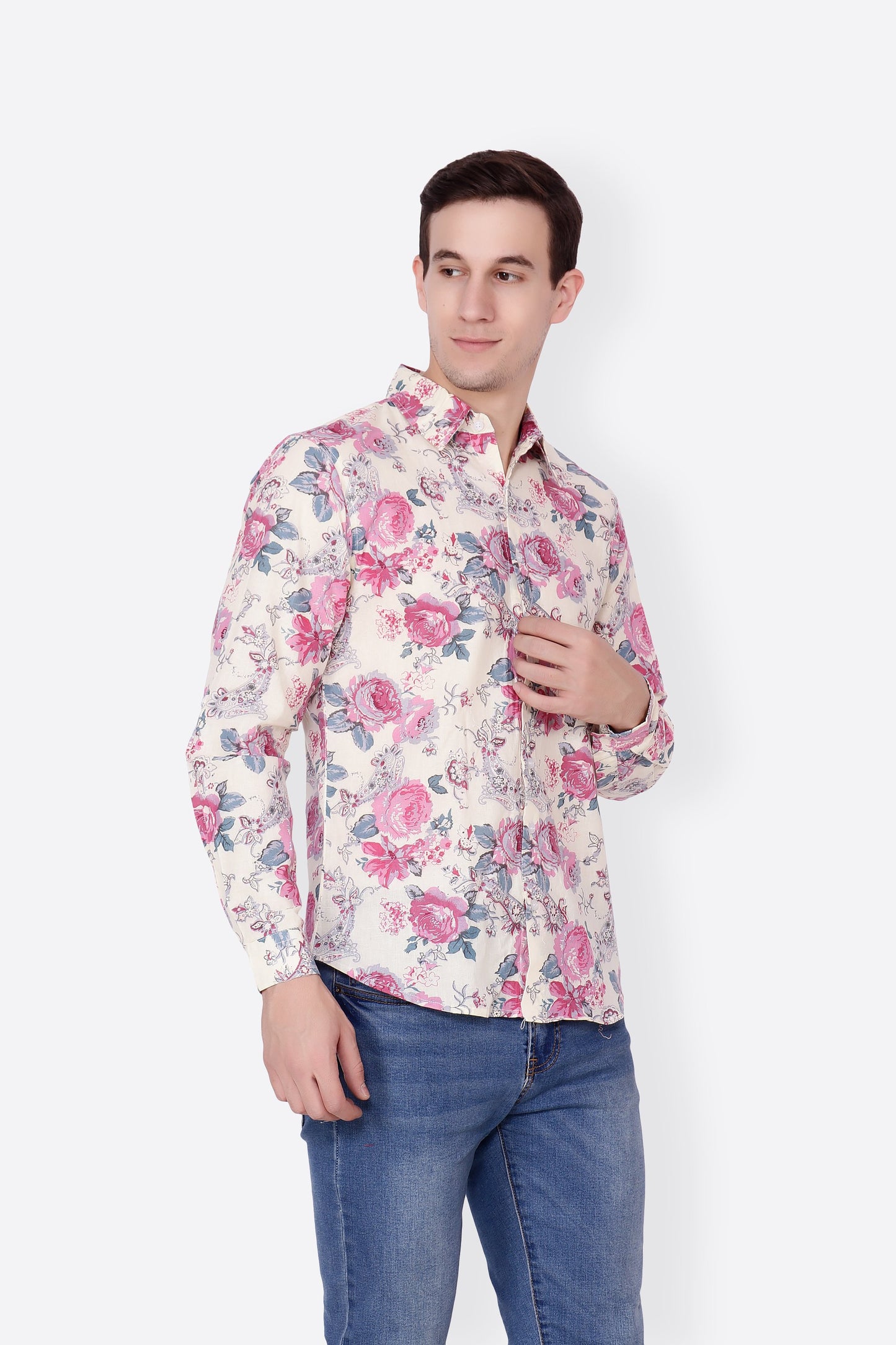 Cation Men White Printed Shirt
