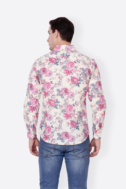 Cation Men White Printed Shirt