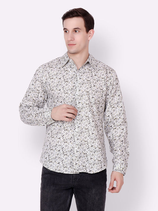 Cation Men White Printed Shirt