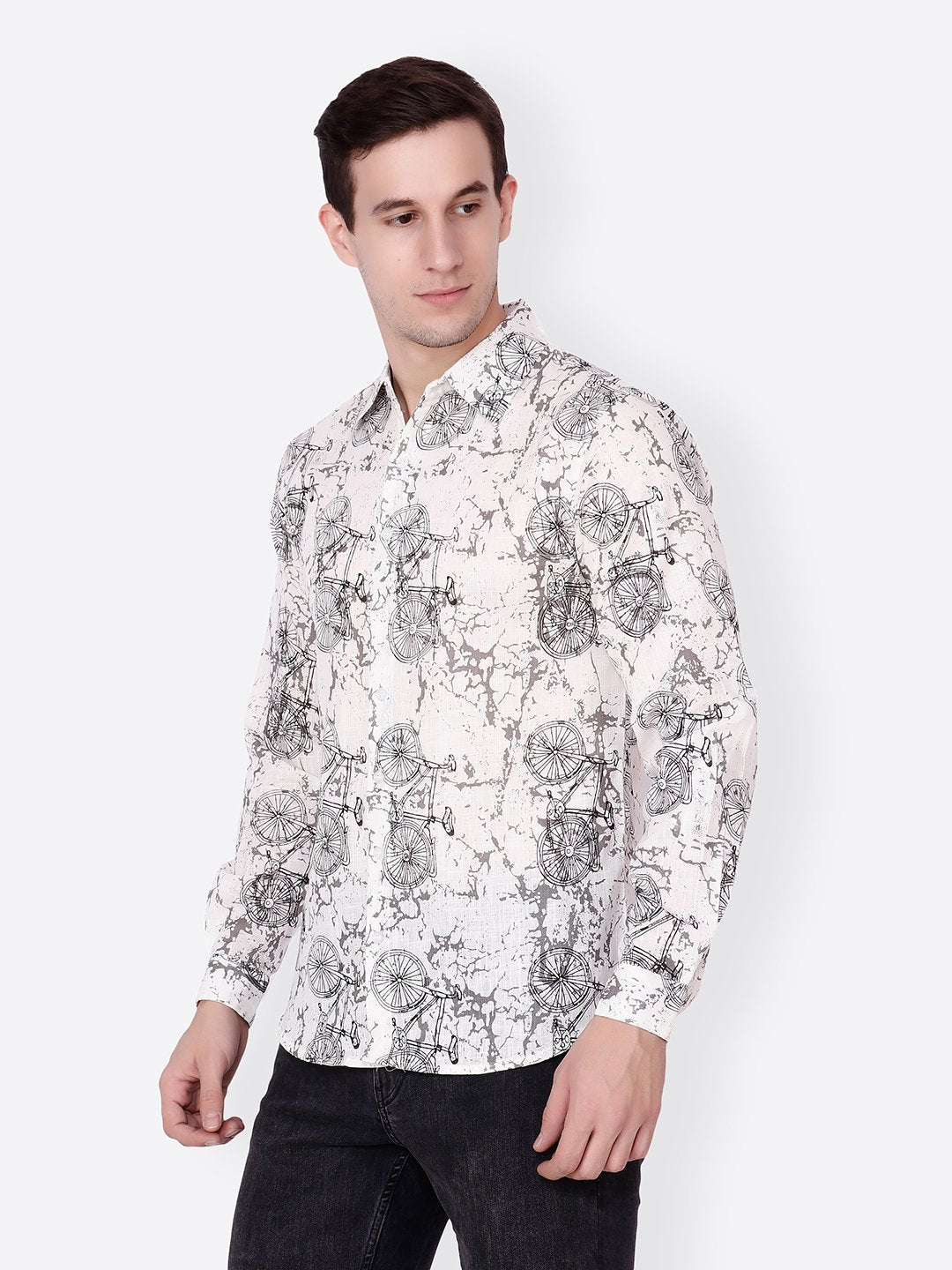 Cation Men White Printed Shirt
