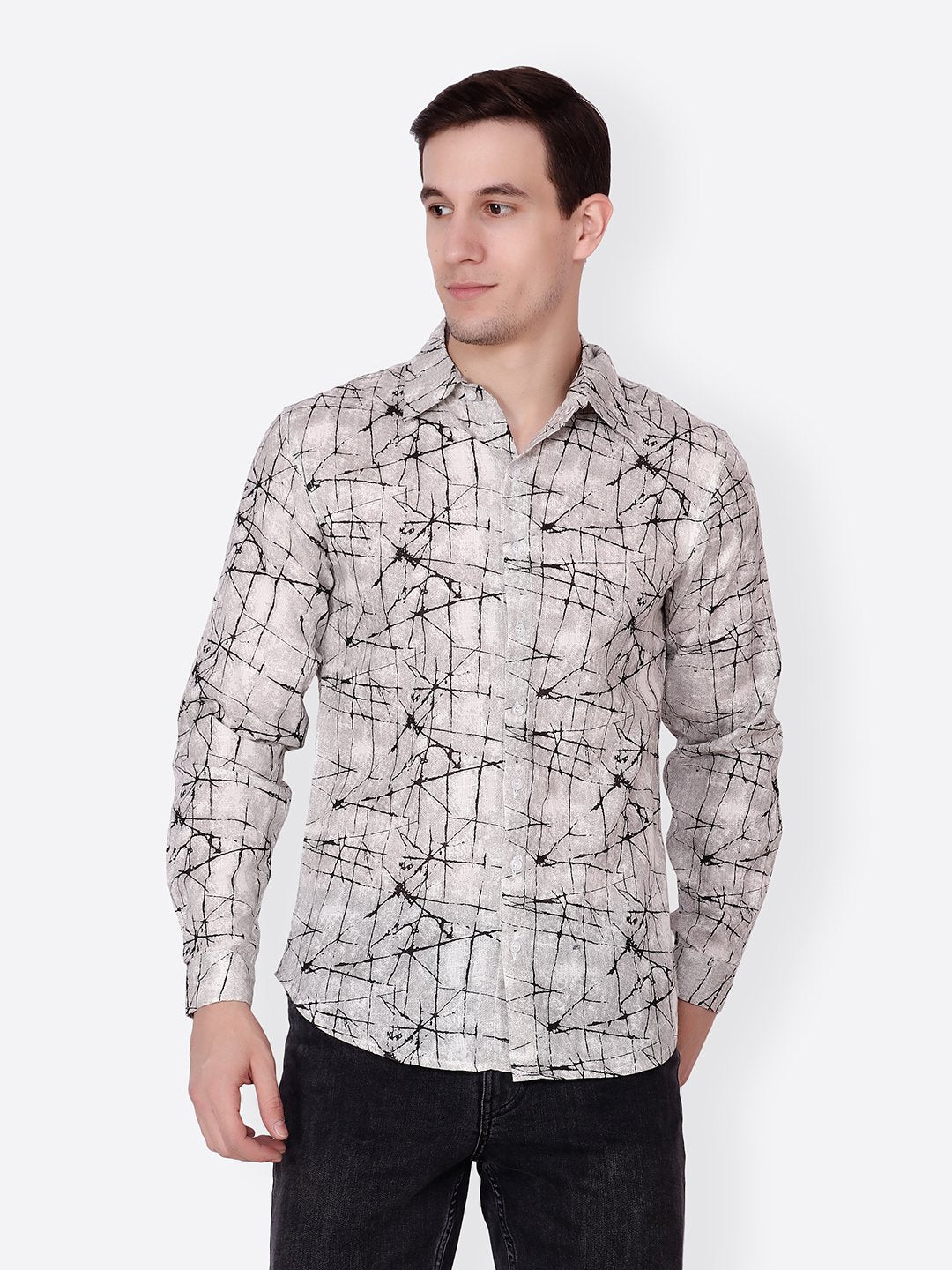 Cation Men White Printed Shirt