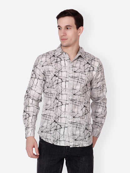 Cation Men White Printed Shirt