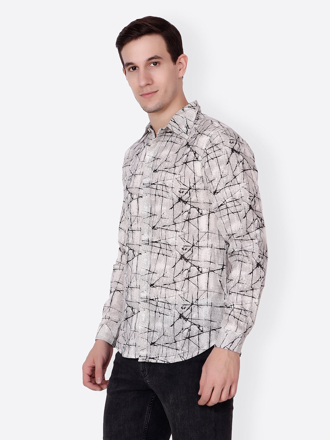 Cation Men White Printed Shirt
