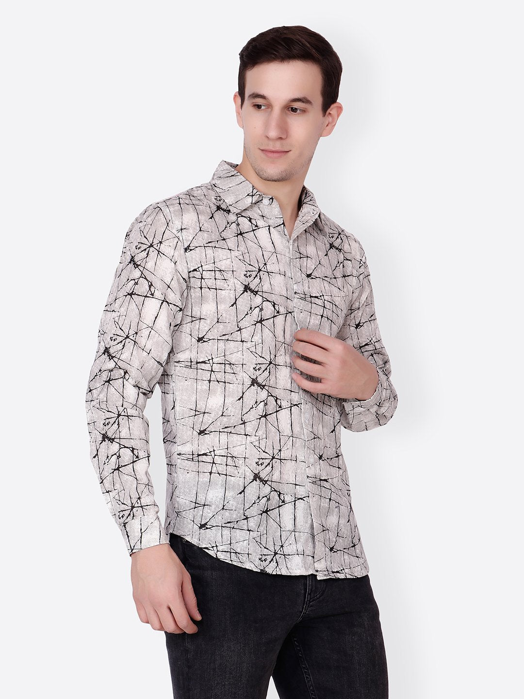 Cation Men White Printed Shirt