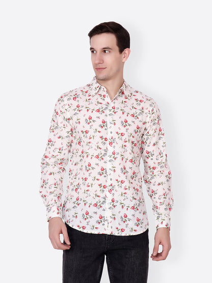 Cation Men White Printed Shirt