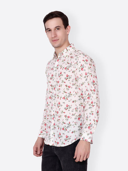 Cation Men White Printed Shirt