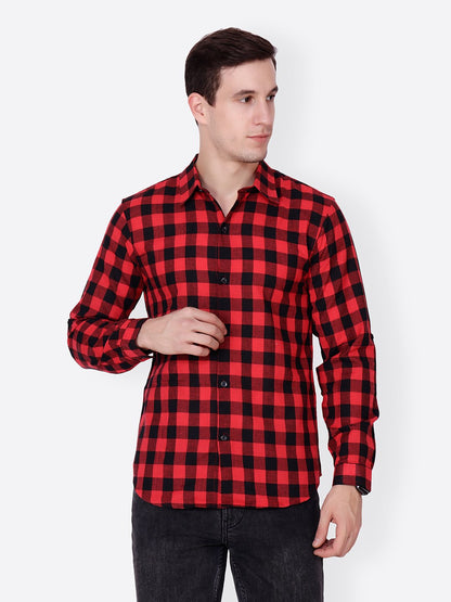 Cation Men Red Checkered Shirt