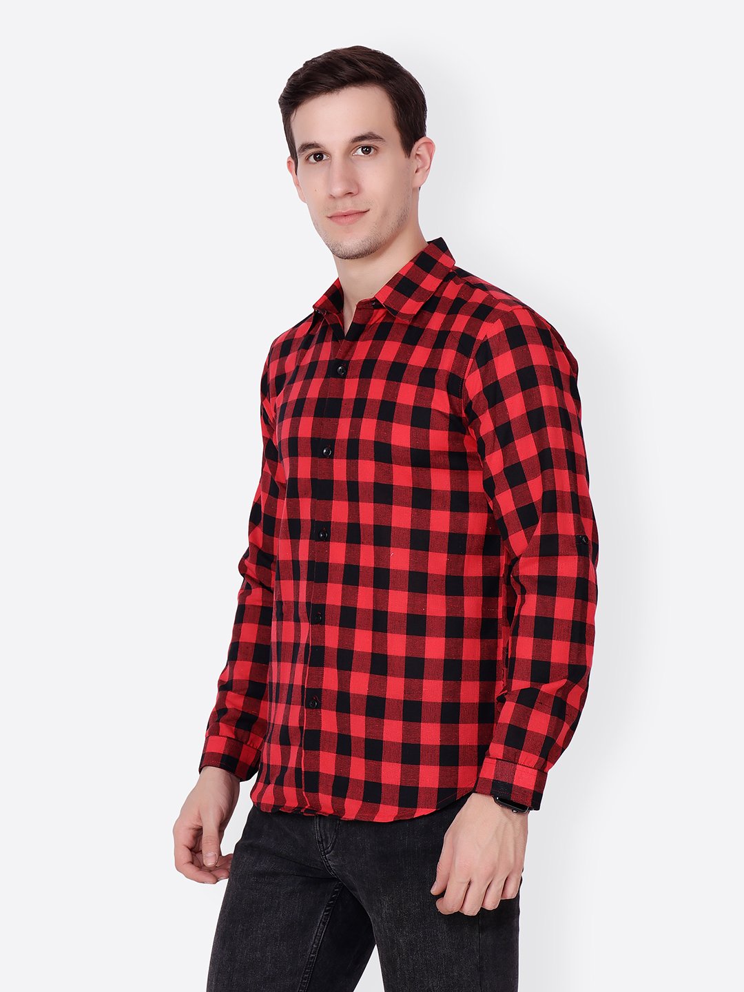 Cation Men Red Checkered Shirt