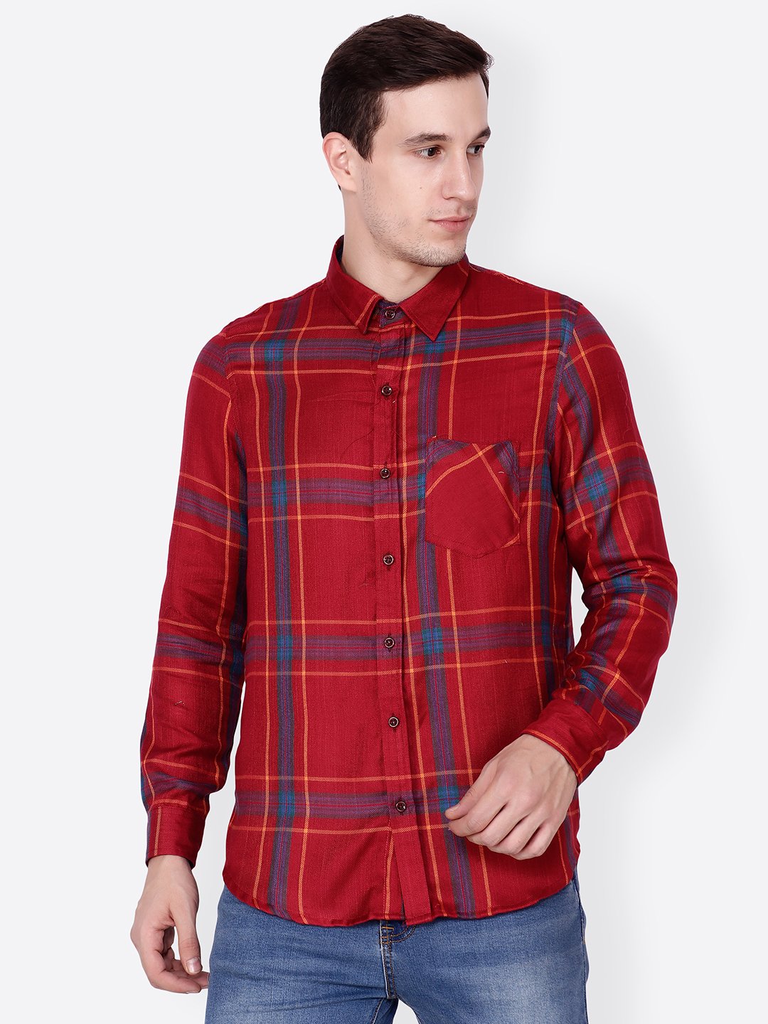 Cation Men red Checkered Shirt