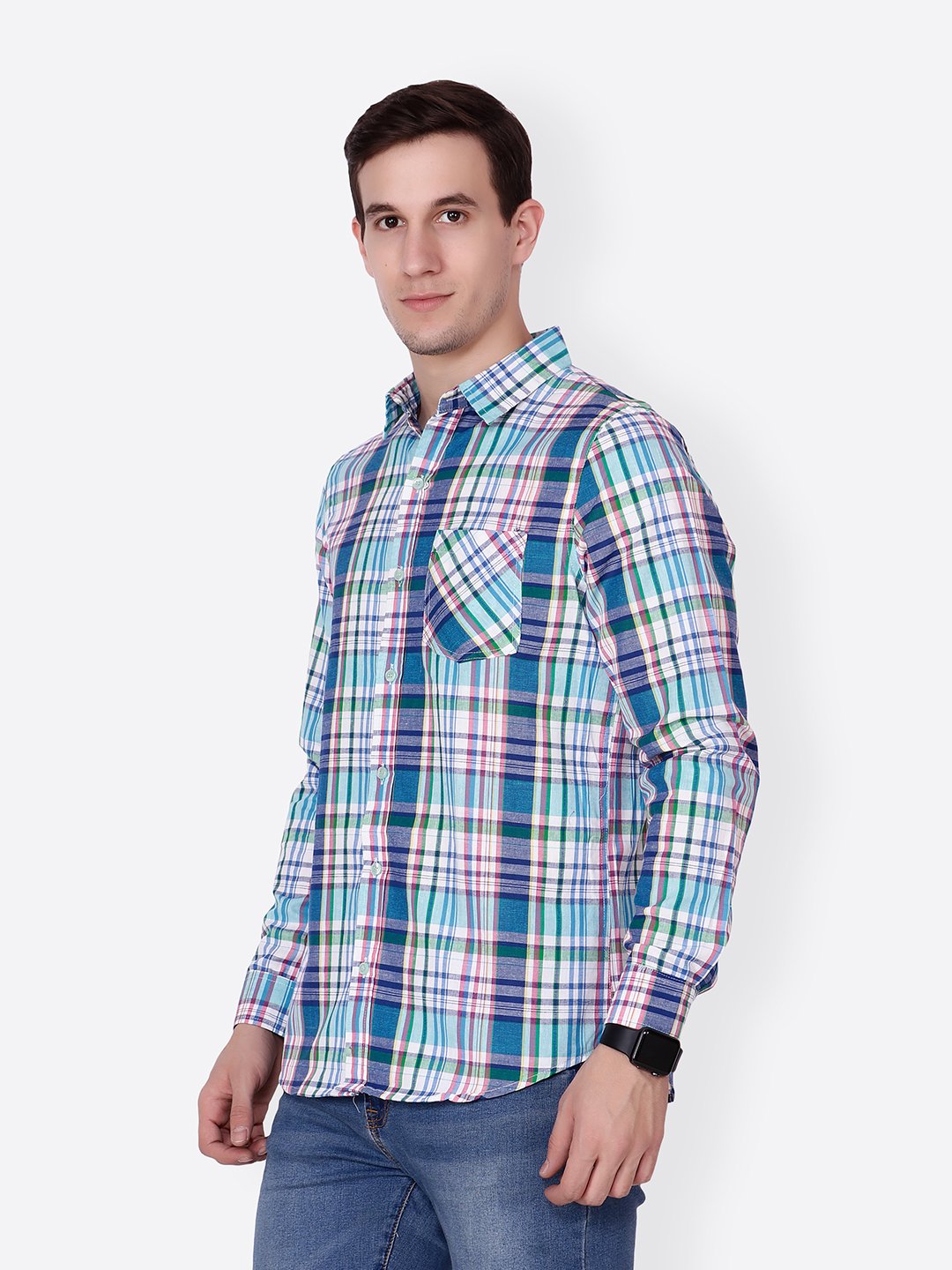 Cation Men blue checkered Shirt