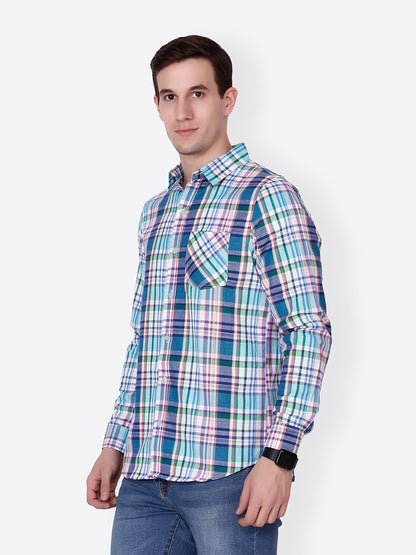 Cation Men blue checkered Shirt
