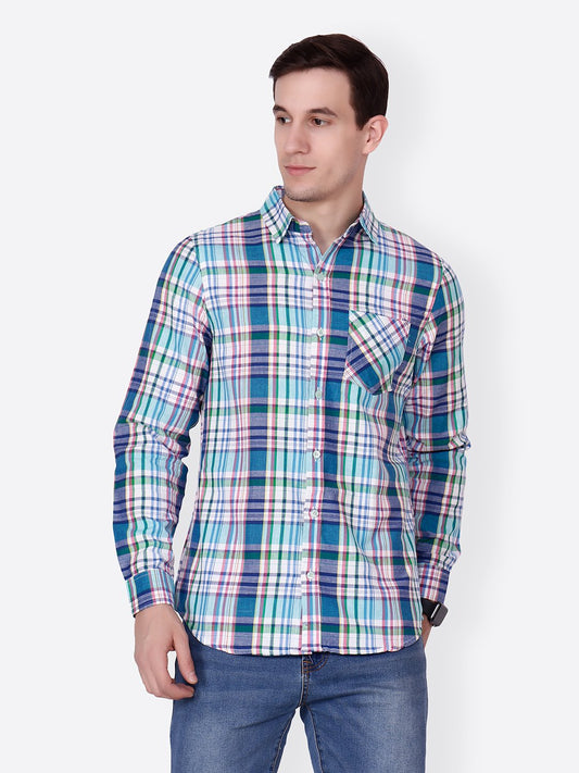 Cation Men blue checkered Shirt