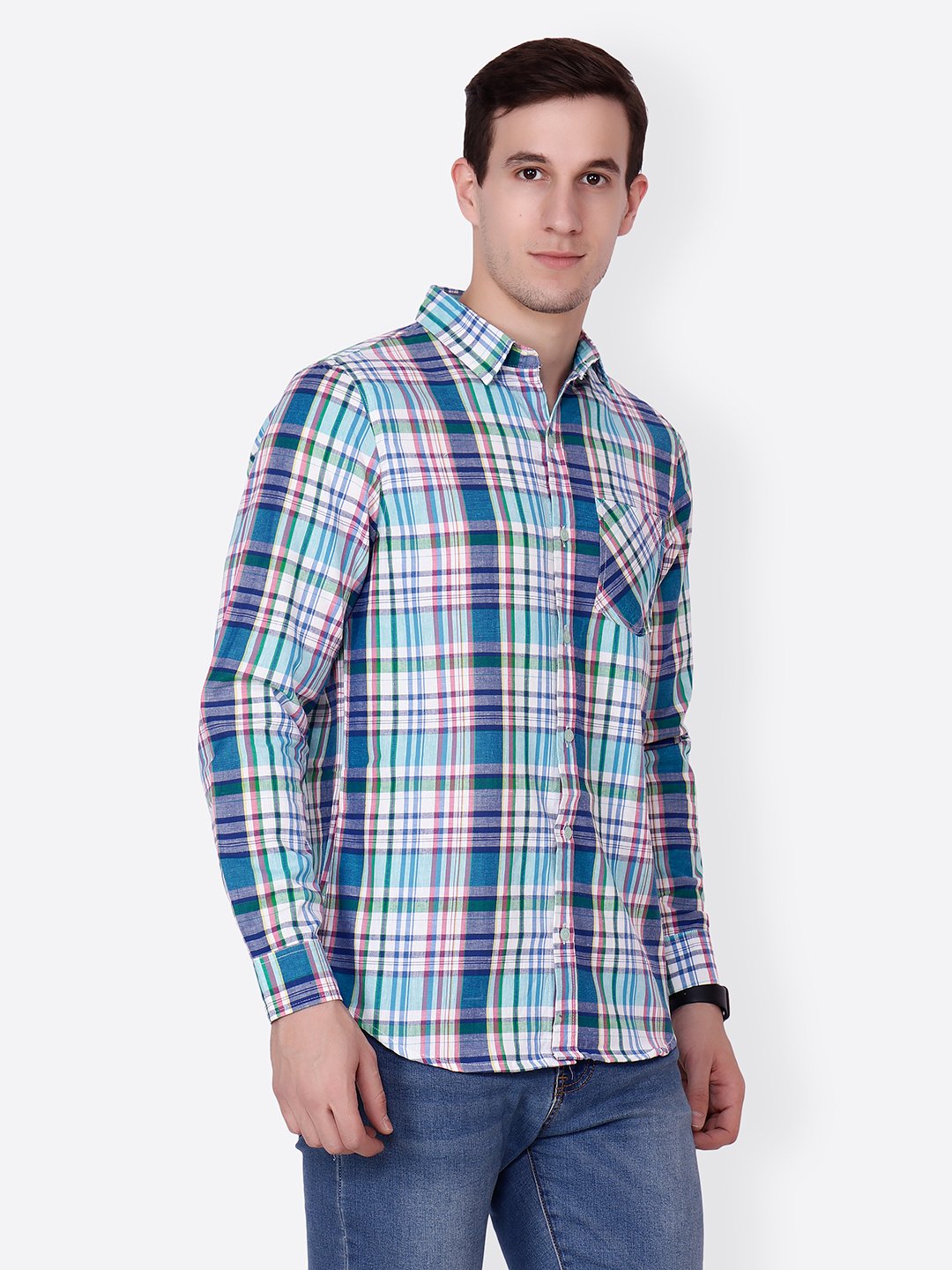 Cation Men blue checkered Shirt