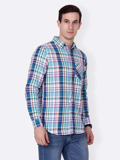 Cation Men blue checkered Shirt