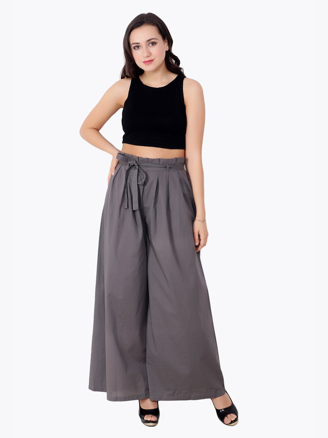Grey Solid Trousers