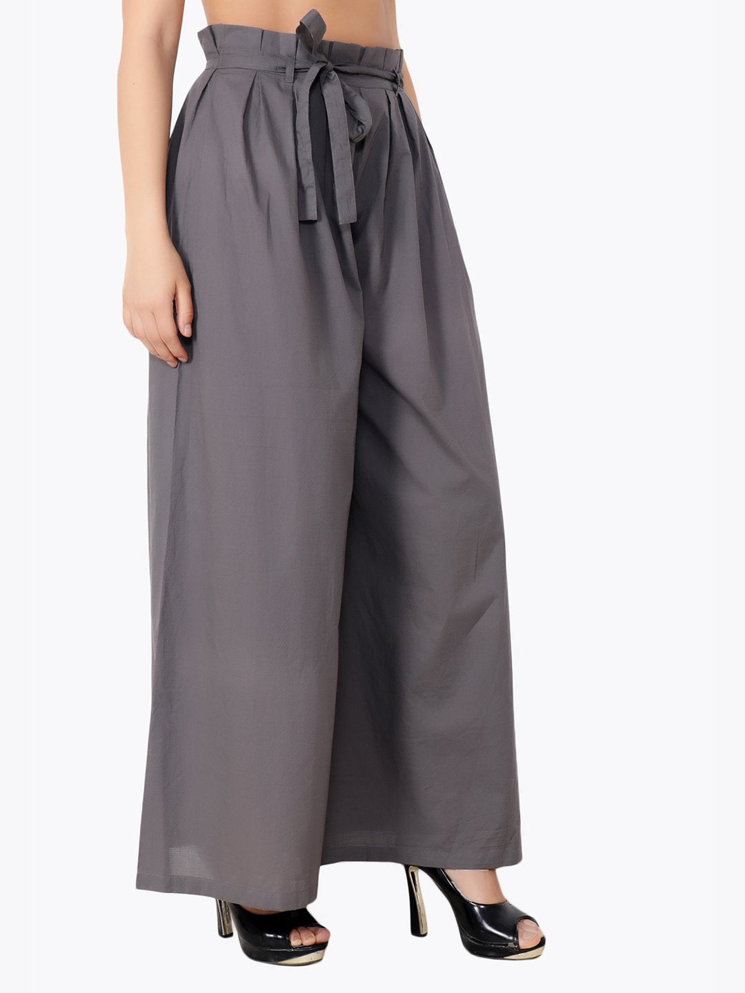 Grey Solid Trousers