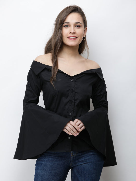 Cation Black Solid Shirt