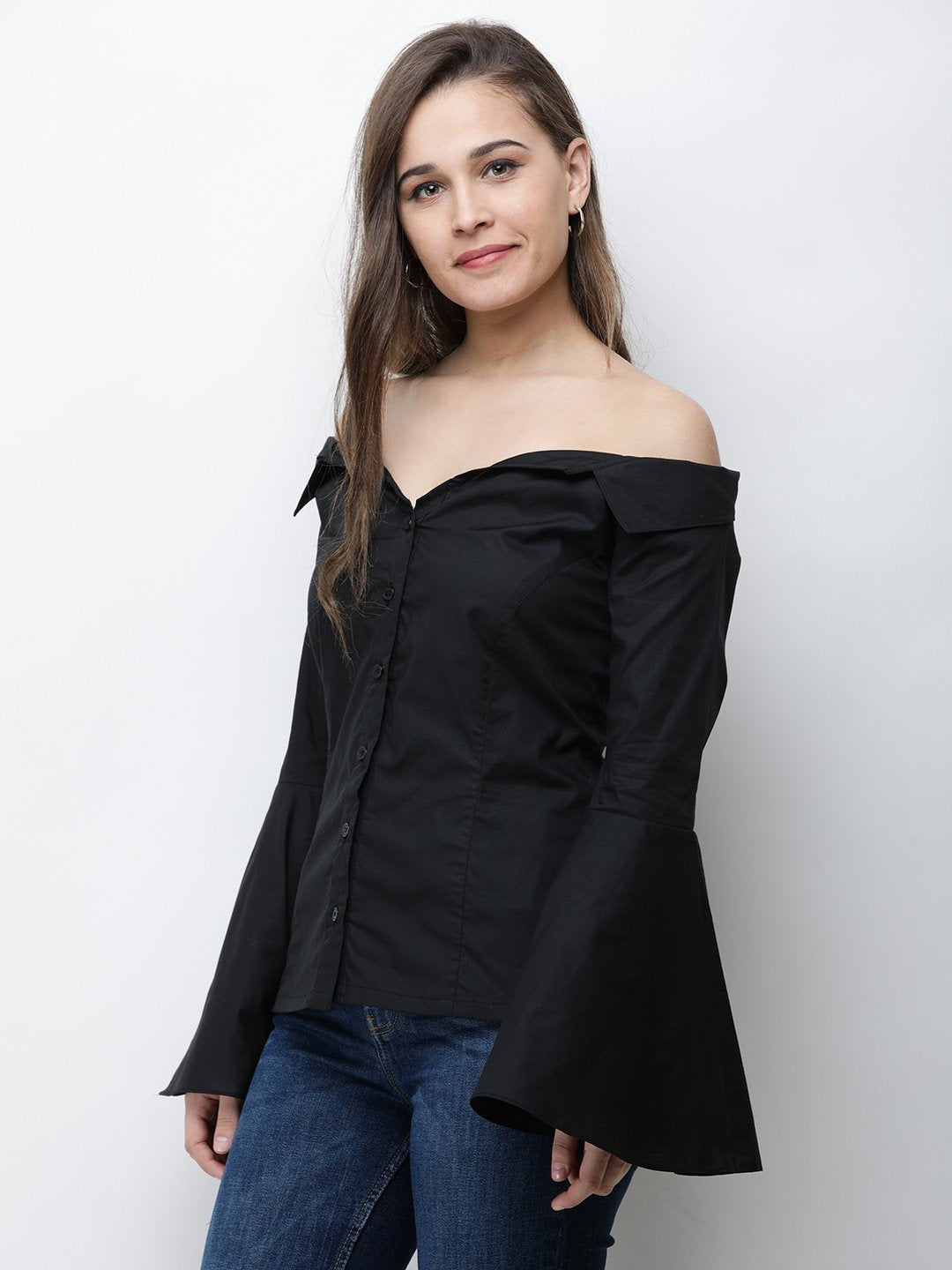 Cation Black Solid Shirt