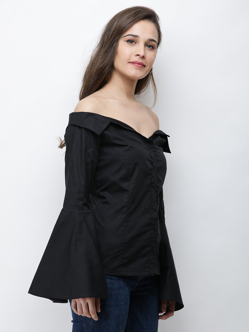 Cation Black Solid Shirt