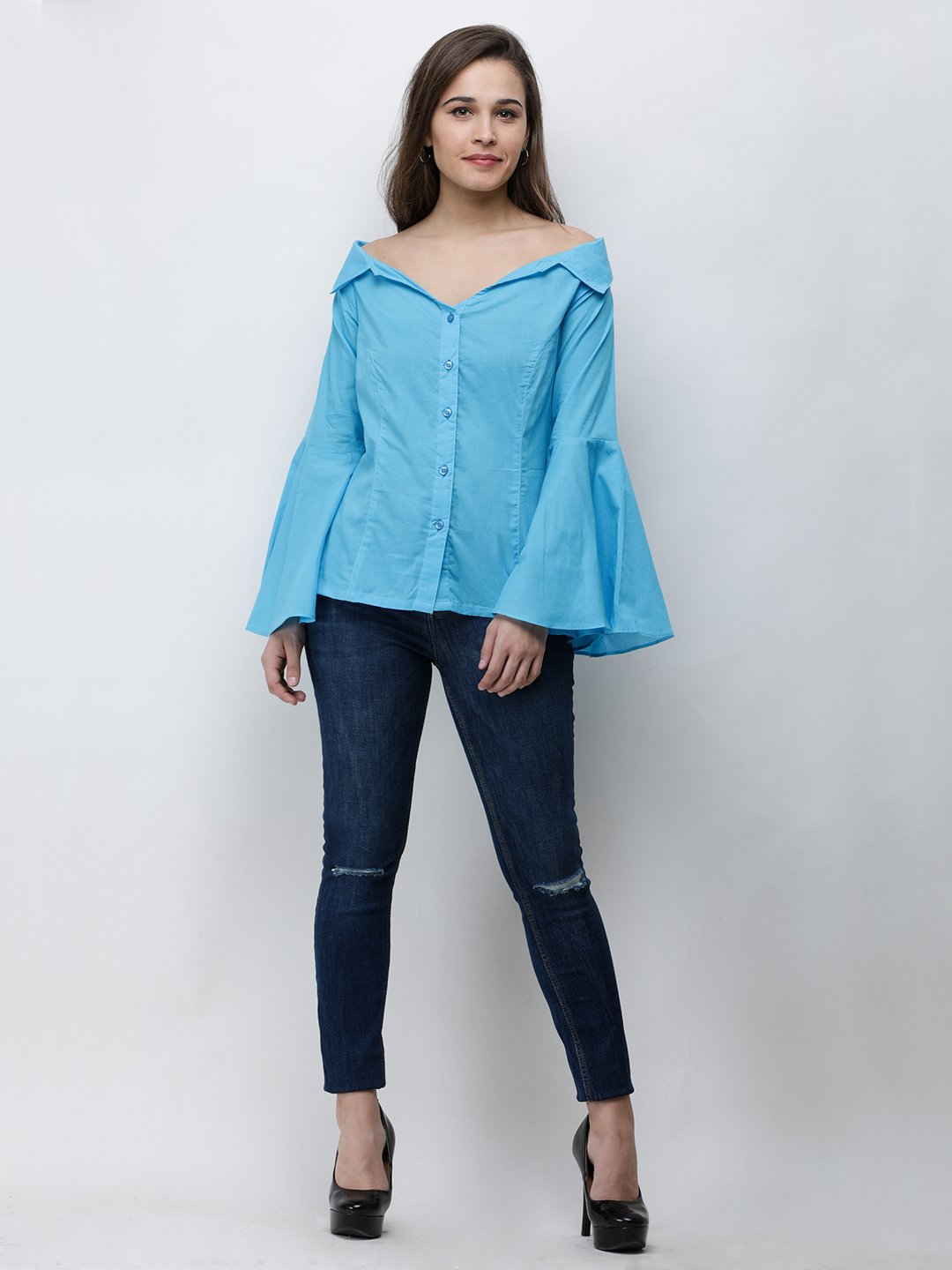 Cation Blue Solid Shirt