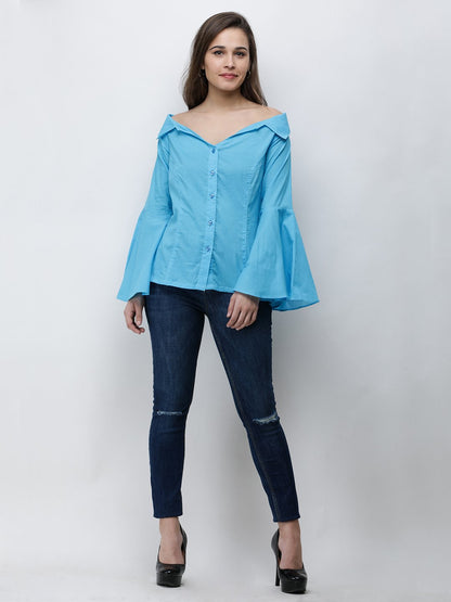 Cation Blue Solid Shirt