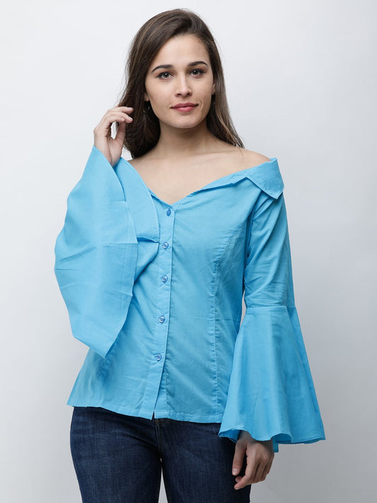 Cation Blue Solid Shirt