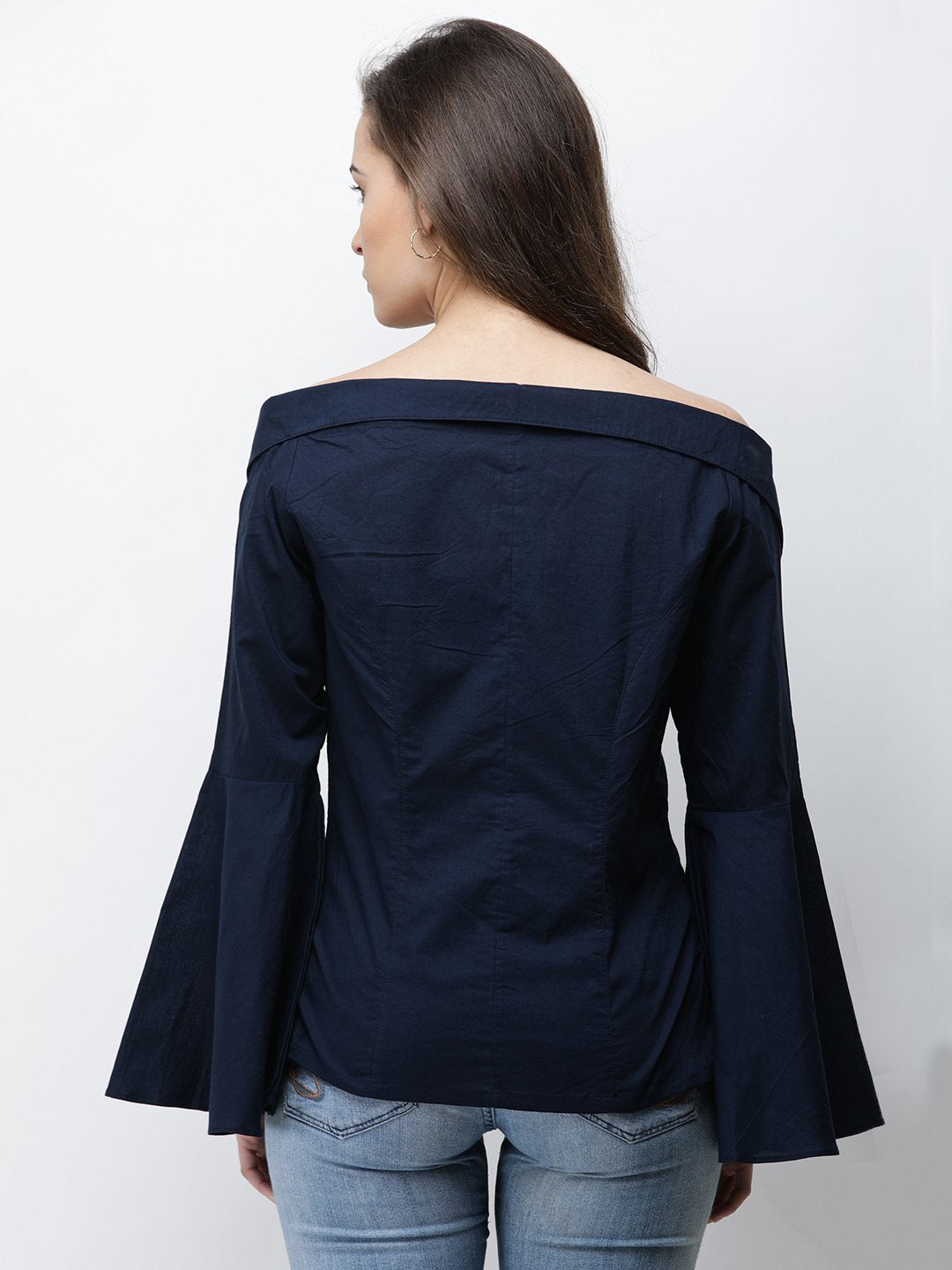Cation Navy Blue Solid Shirt