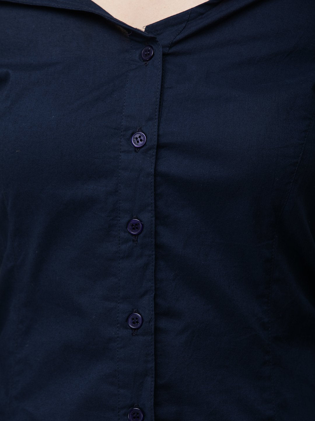 Cation Navy Blue Solid Shirt